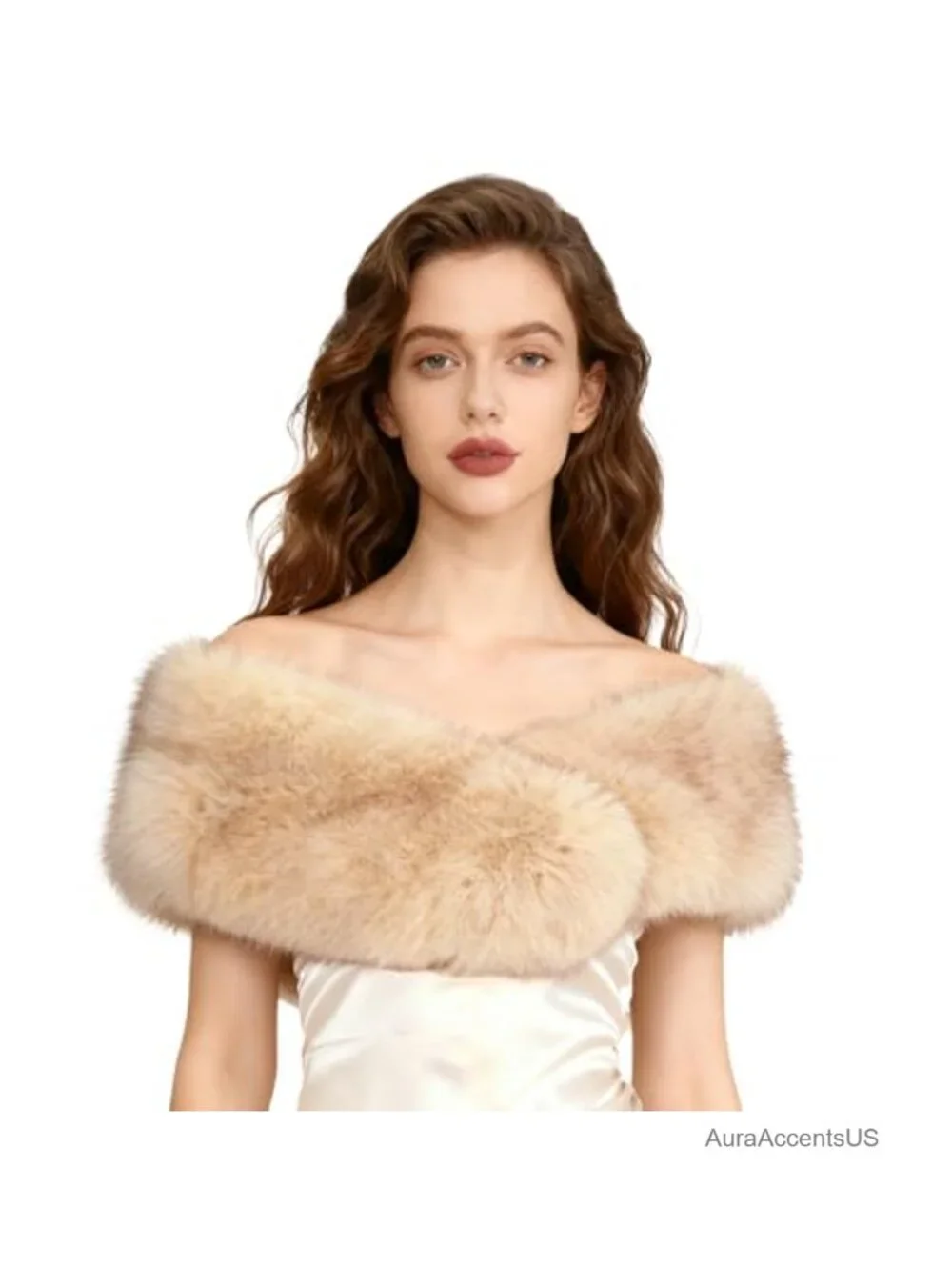 Faux Fur Shawl Wrap Scarf for Women Fluffy Winter Neck Warmer
